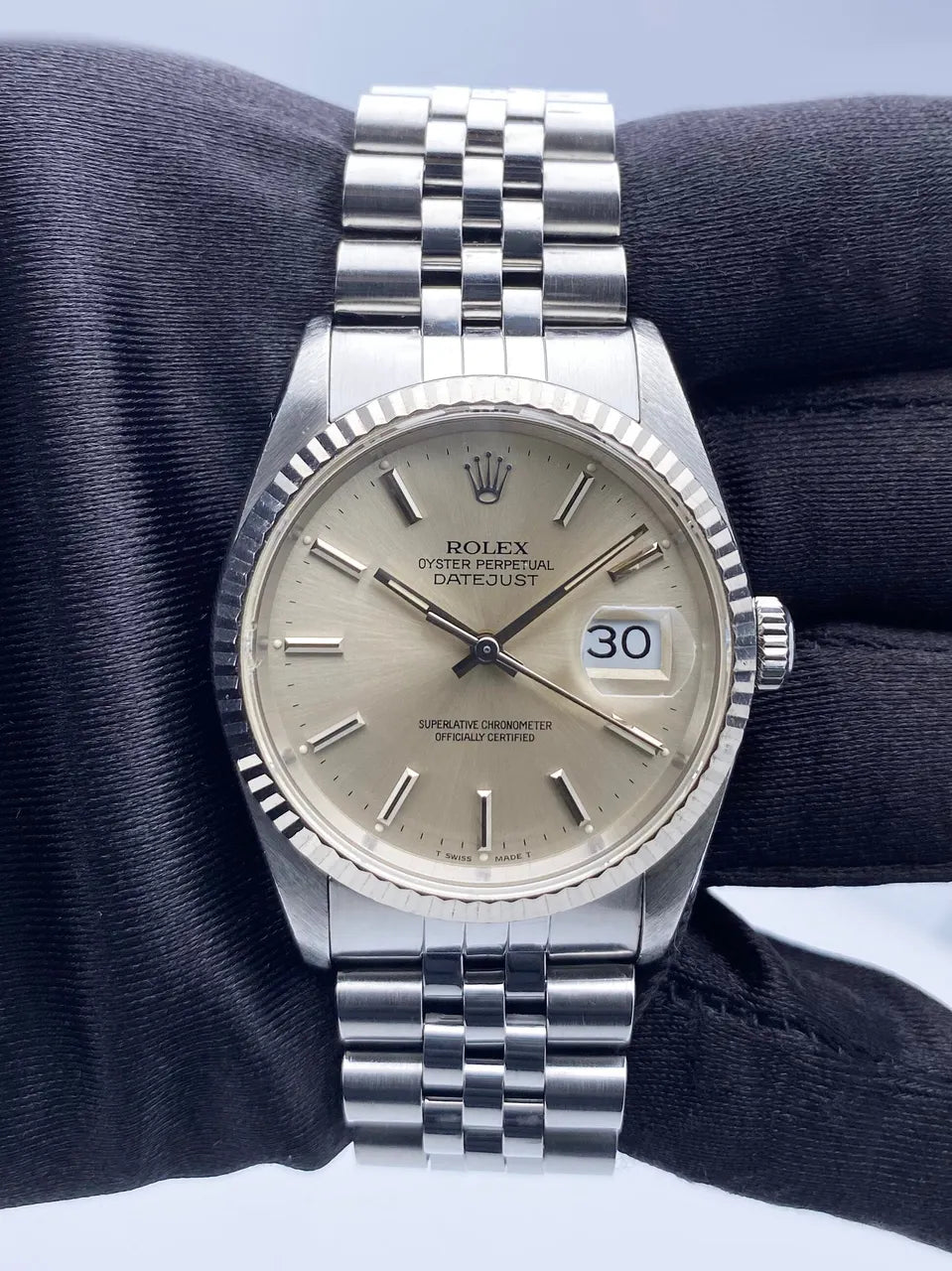 dial Rolex Silver Tapestry Datejust - Hình 2