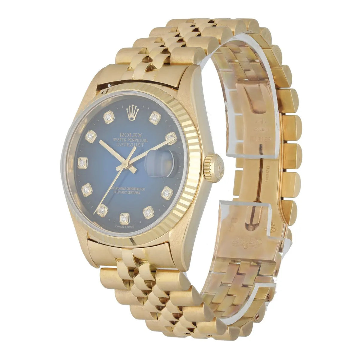 Rolex Blue Diamond Gold Datejust - Hình 4