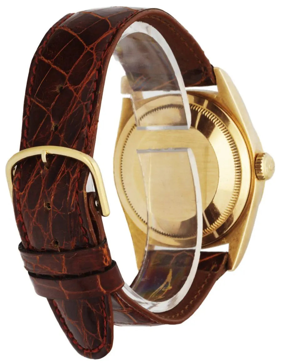 datejust Rolex Gold Dial Leather Strap - Hình 3