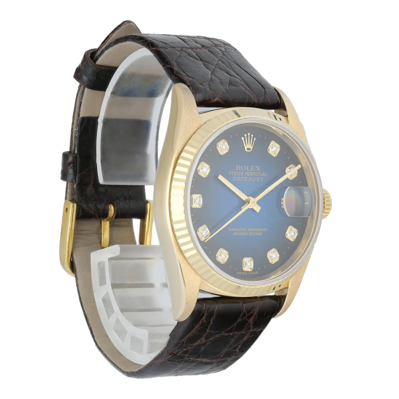 Rolex Gold Blue Diamond Leather - Hình 3