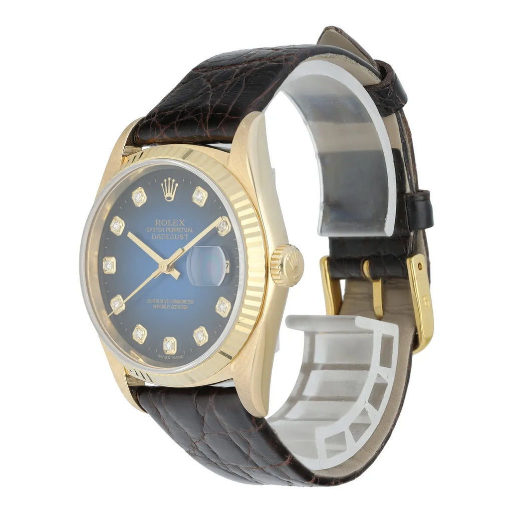Rolex Gold Blue Diamond Leather - Hình 2