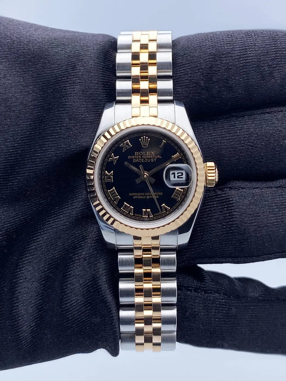 datejust Rolex Two-Tone Black Roman
