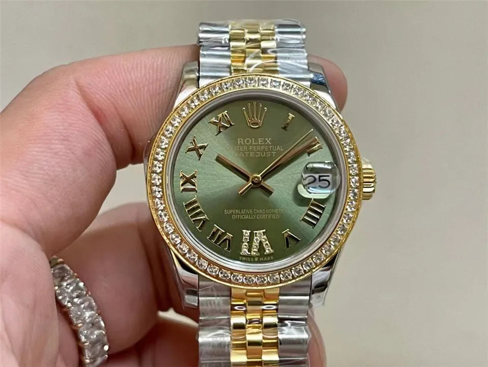Rolex Datejust Olive Green Diamond Bezel - Hình 5