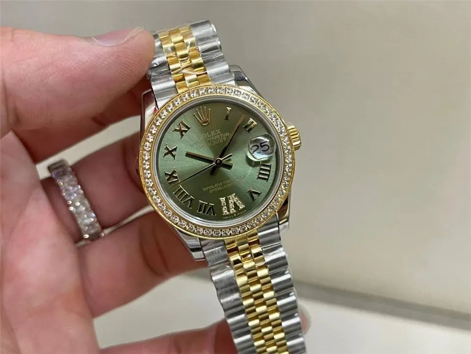 Rolex Datejust Olive Green Diamond Bezel - Hình 2