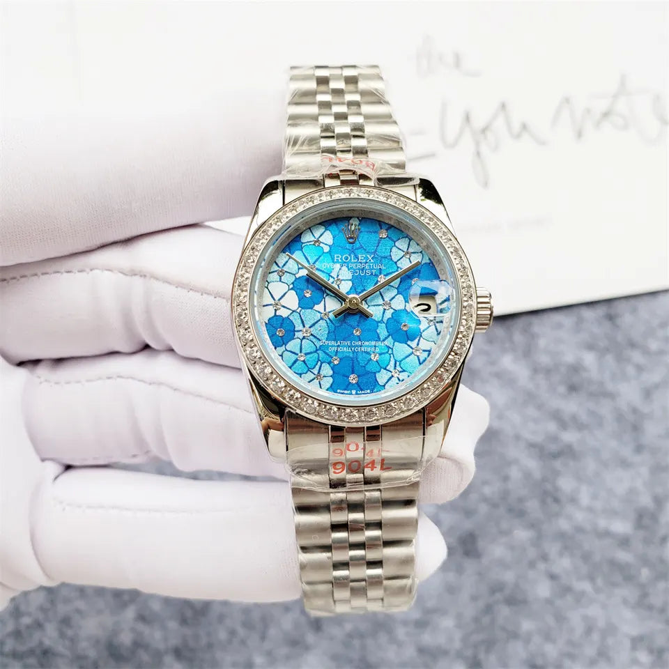 Rolex Floral Blue Datejust - Hình 8