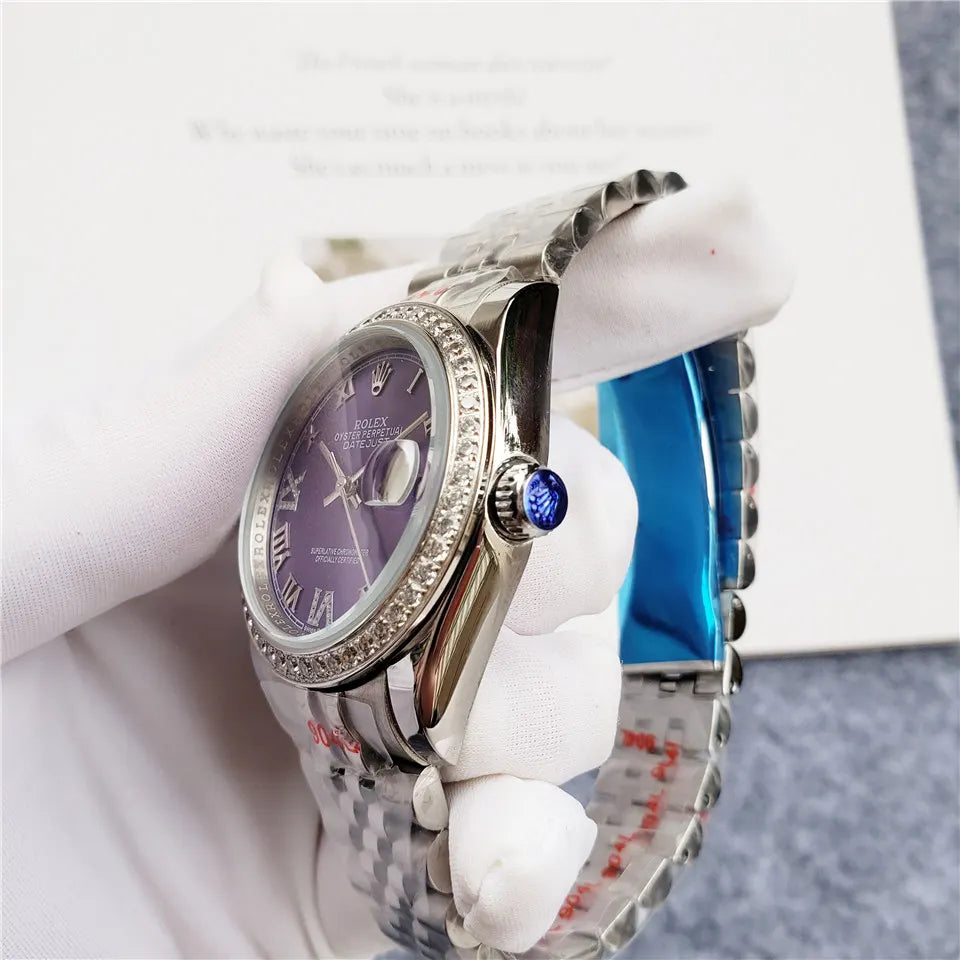 Rolex Purple Dial Diamond Bezel - Hình 6