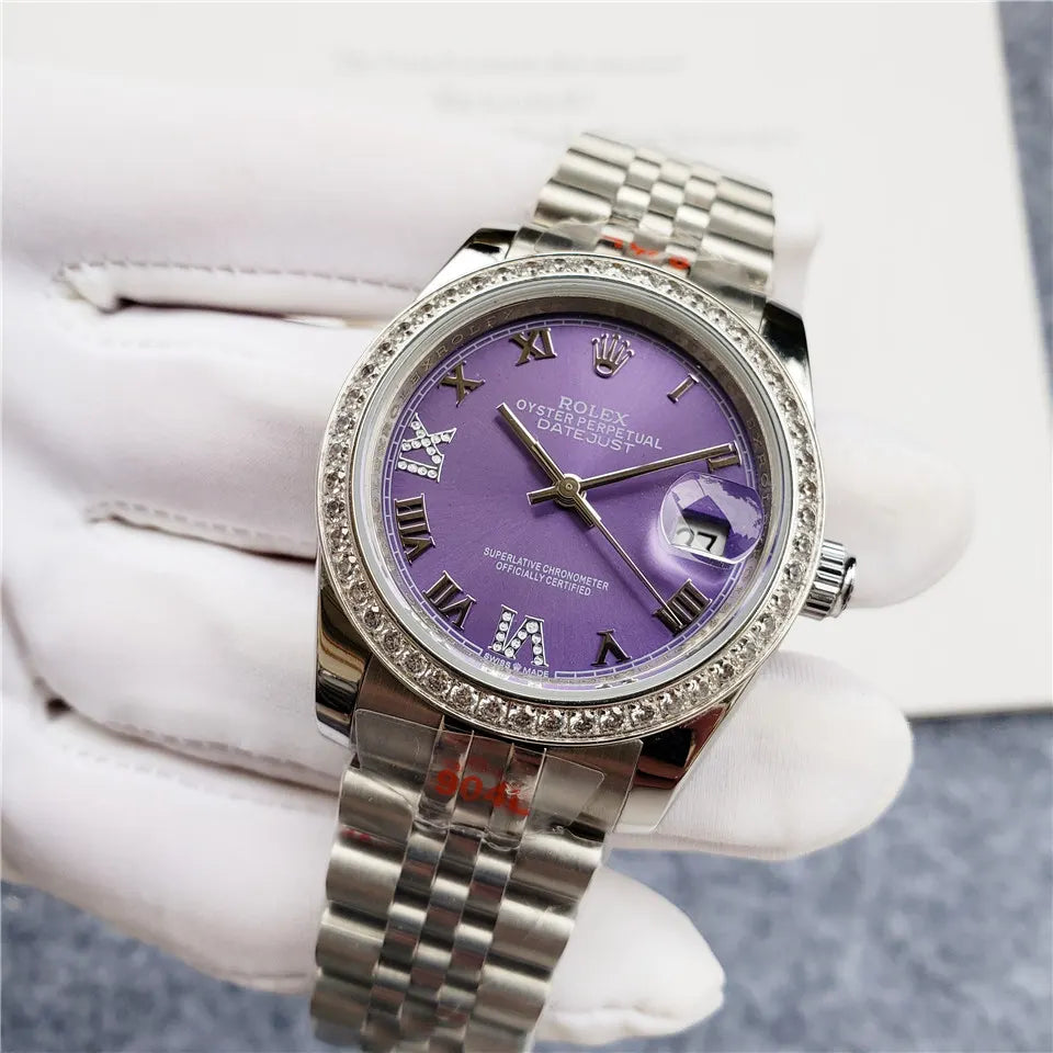 Rolex Purple Dial Diamond Bezel - Hình 7