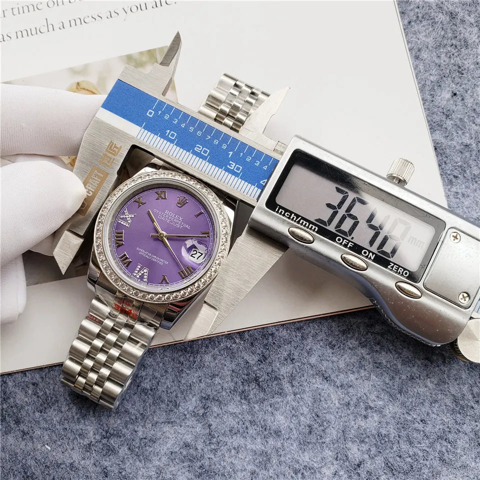 Rolex Purple Dial Diamond Bezel - Hình 3