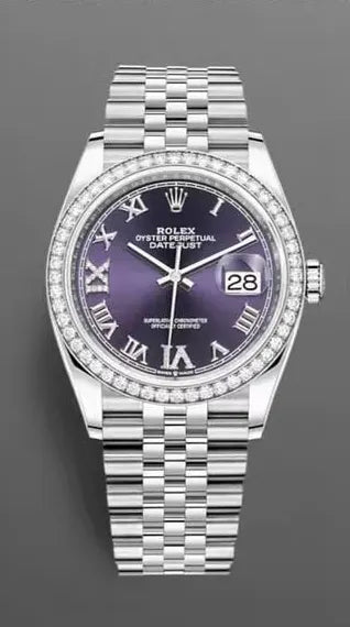 Rolex Purple Dial Diamond Bezel - Hình 2