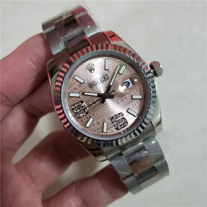 Rolex Pink Dial Diamond Steel - Hình 3