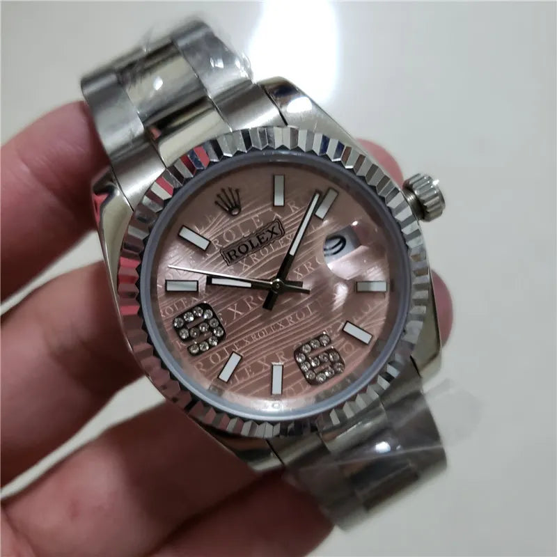 Rolex Pink Dial Diamond Steel - Hình 2