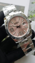 Rolex Pink Dial Diamond Steel