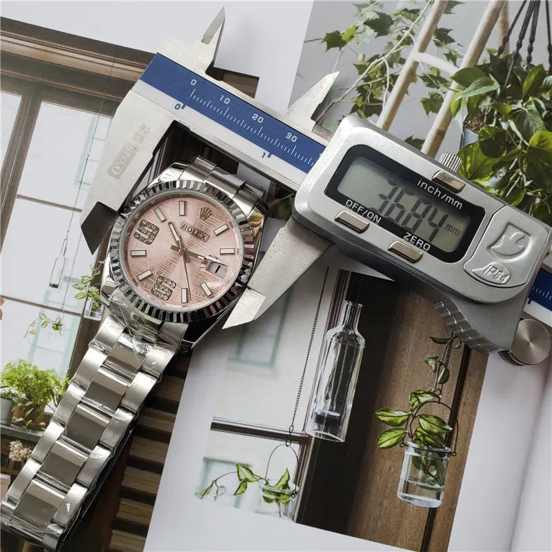 Rolex Pink Dial Diamond Steel - Hình 4