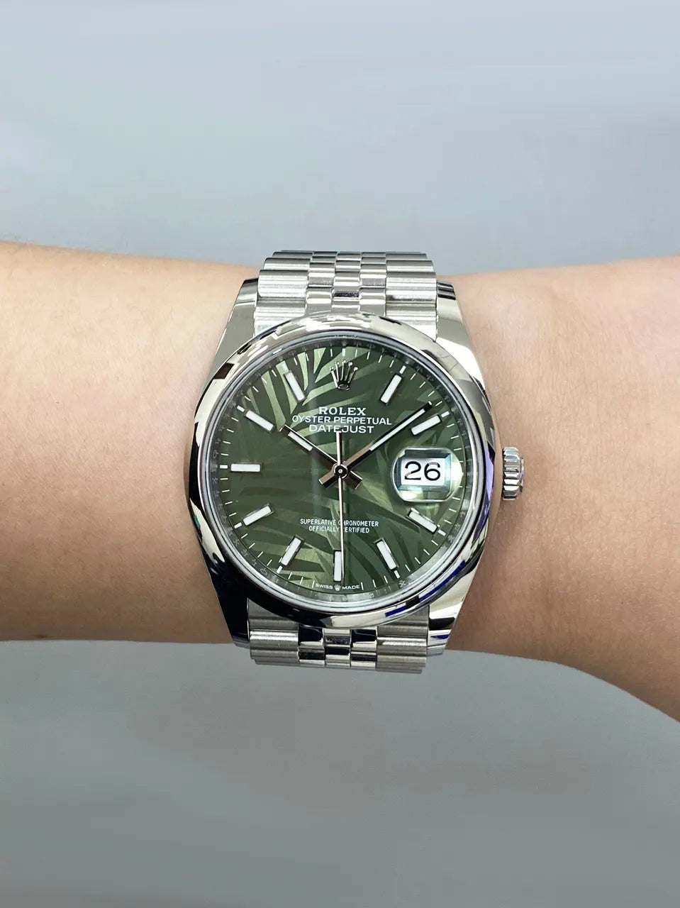 Rolex Green Palm Dial Datejust - Hình 10