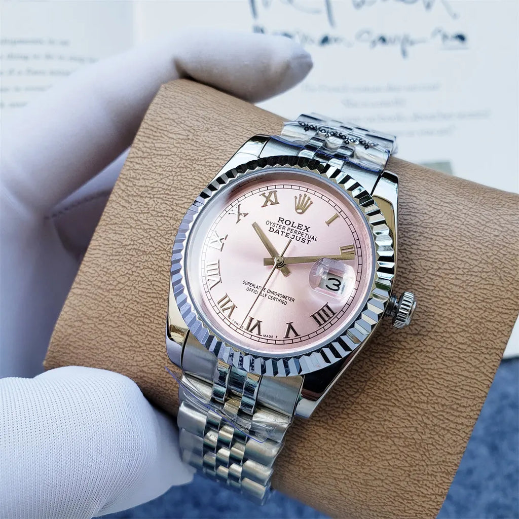 stainless Rolex Datejust Pink Dial - Hình 6