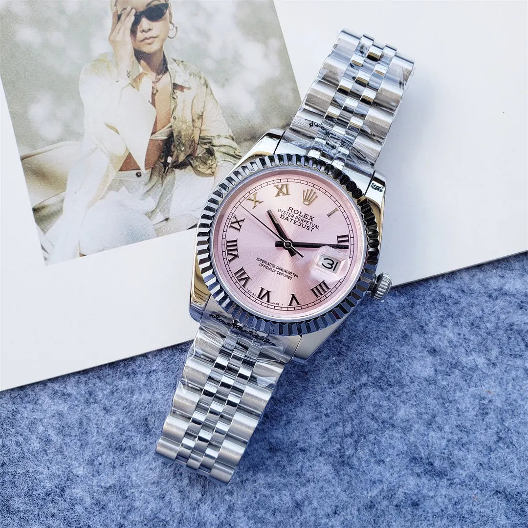 stainless Rolex Datejust Pink Dial - Hình 3