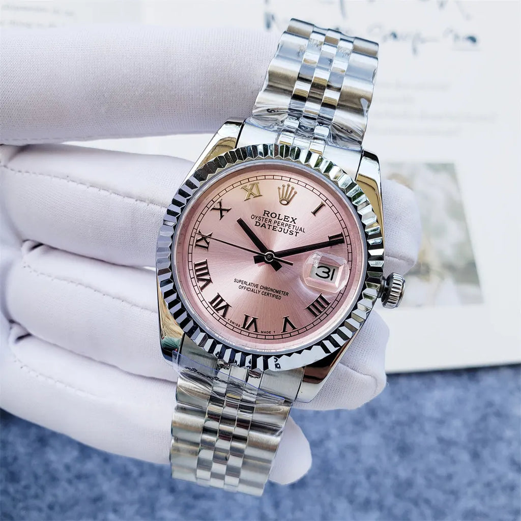 stainless Rolex Datejust Pink Dial - Hình 9