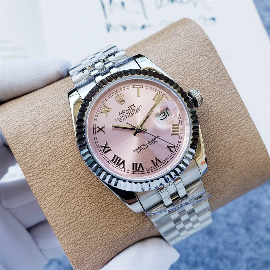 stainless Rolex Datejust Pink Dial - Hình 8