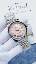 stainless Rolex Datejust Pink Dial