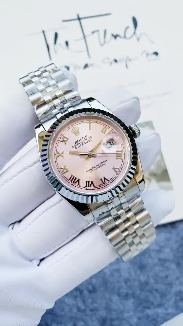 stainless Rolex Datejust Pink Dial