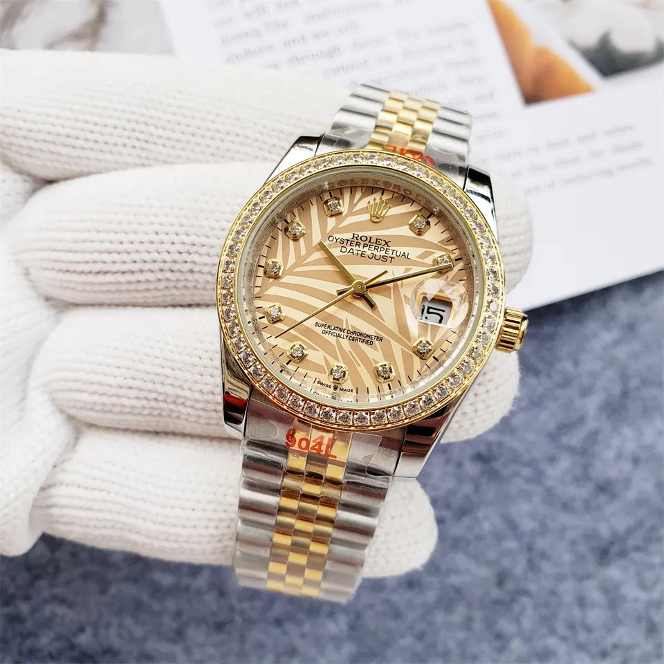 Rolex Palm Dial Diamond Bezel - Hình 6