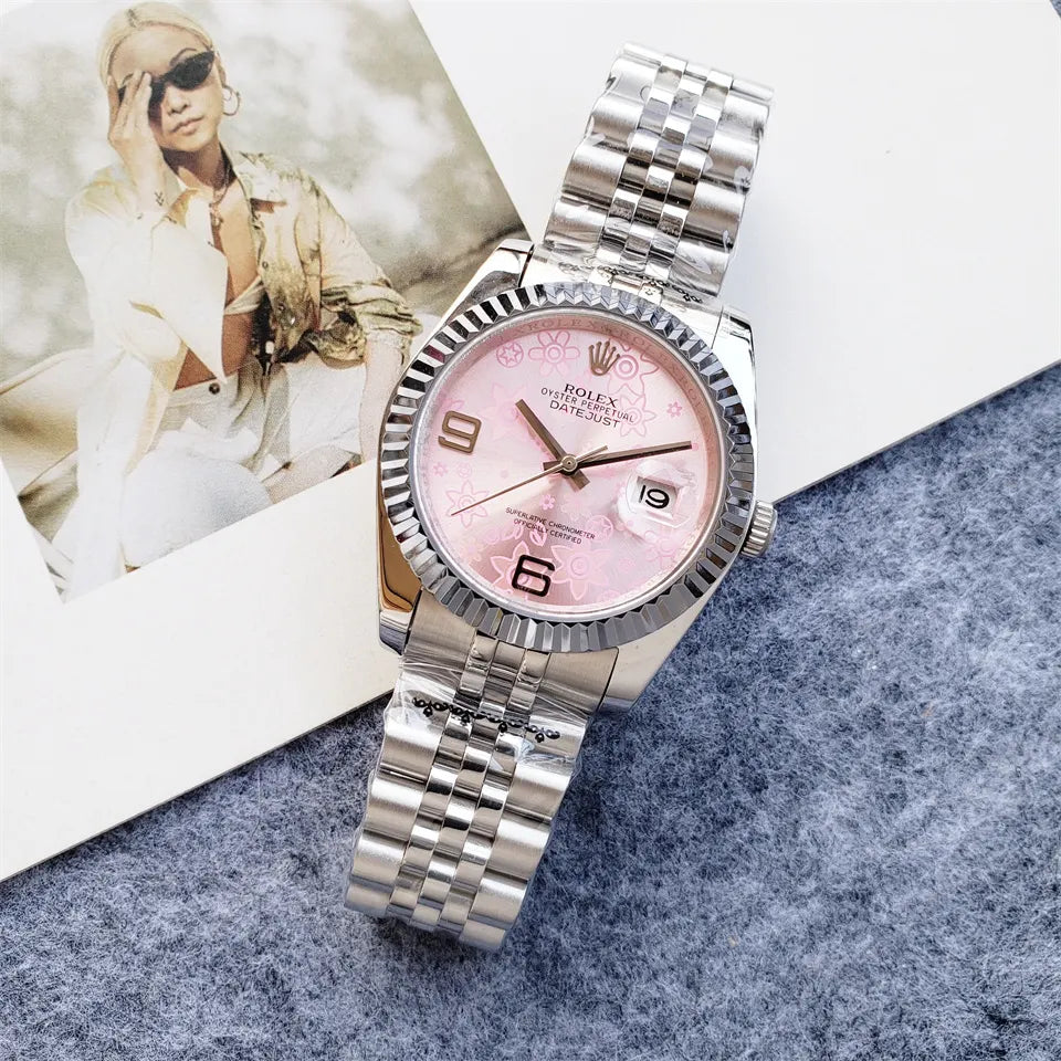 Rolex Datejust Pink Floral Dial - Hình 2