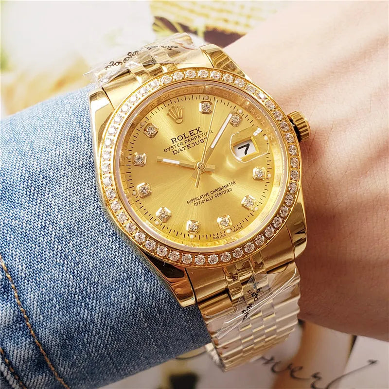 dial Rolex Datejust Gold Diamond Bezel - Hình 4