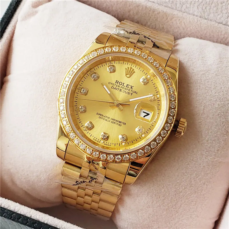 dial Rolex Datejust Gold Diamond Bezel - Hình 3