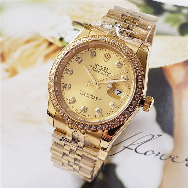 dial Rolex Datejust Gold Diamond Bezel - Hình 8