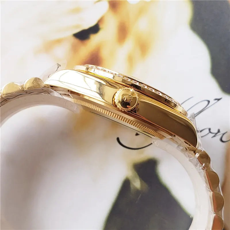 dial Rolex Datejust Gold Diamond Bezel - Hình 5
