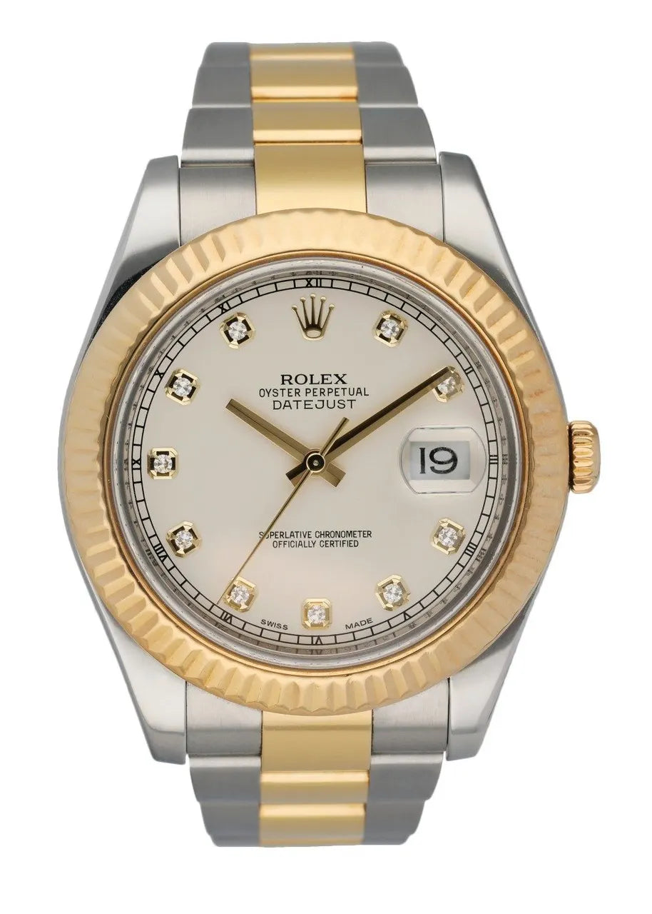 two Rolex Datejust Silver Diamond Dial