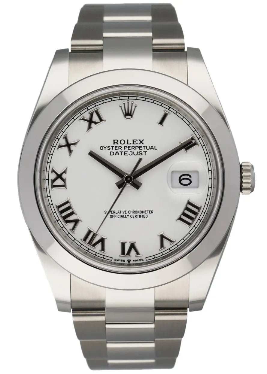 stainless steel Rolex Datejust White Roman Dial