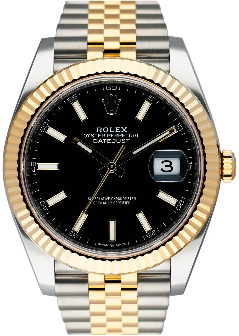 datejust gold Rolex Black Dial Two-Tone