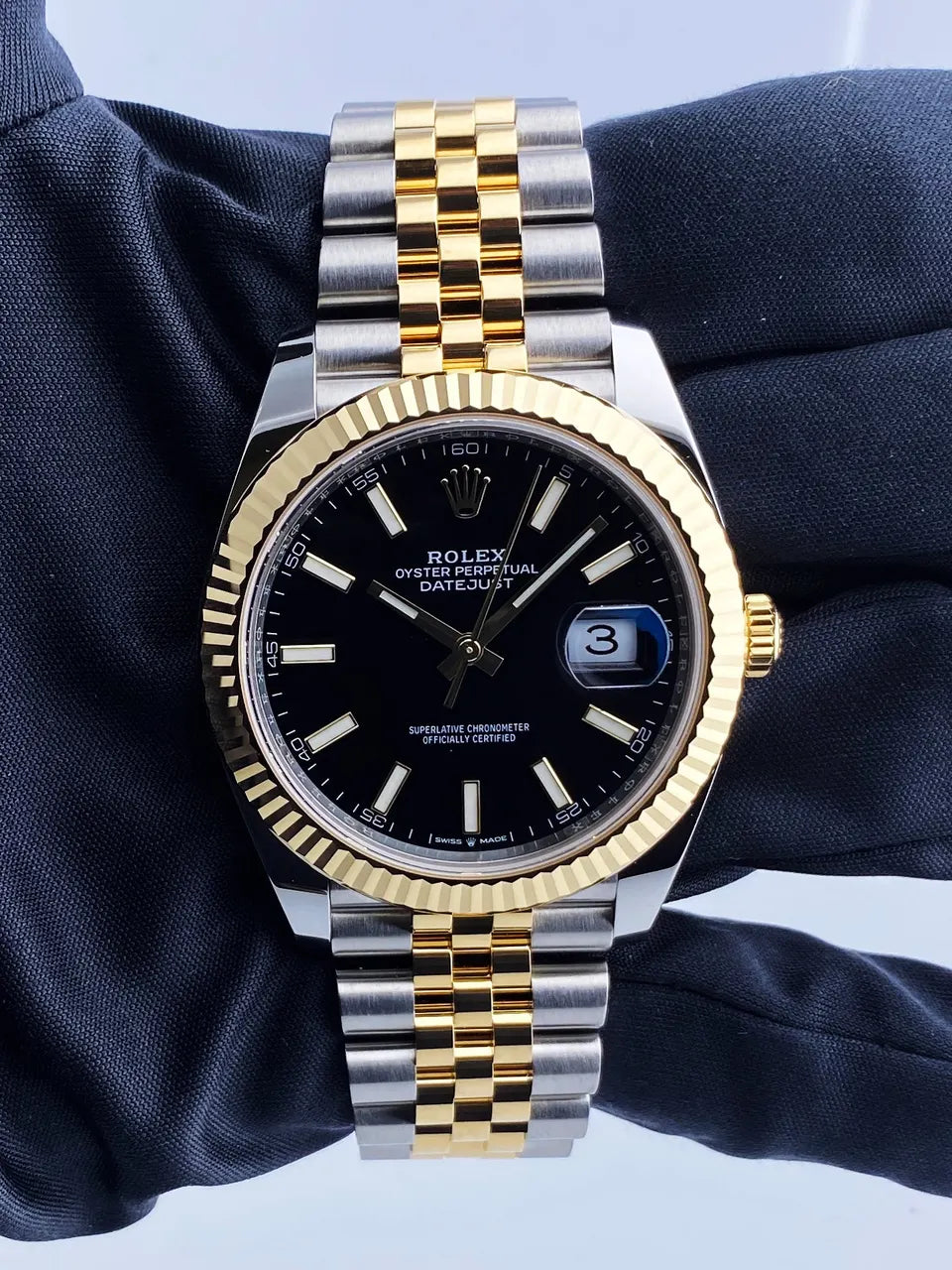 datejust gold Rolex Black Dial Two-Tone - Hình 3