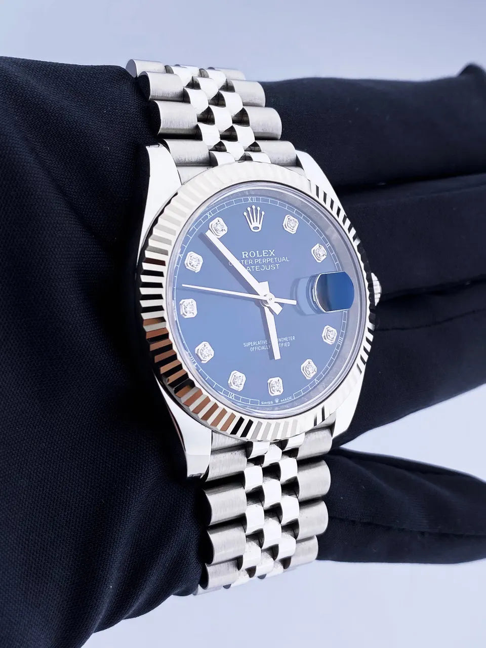 Rolex Blue Diamond Datejust Steel - Hình 4