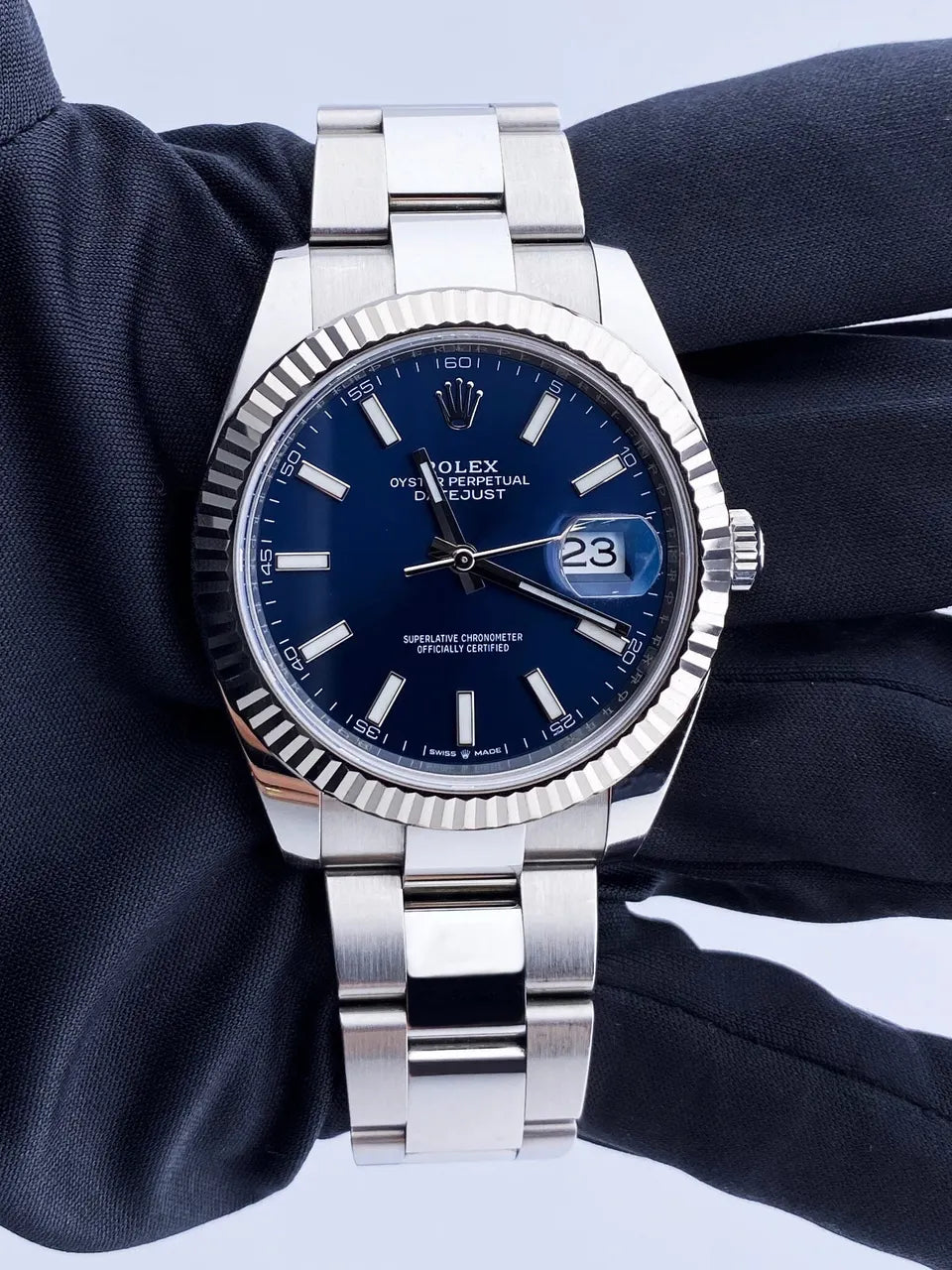 fluted Rolex Datejust Blue Dial Steel - Hình 3
