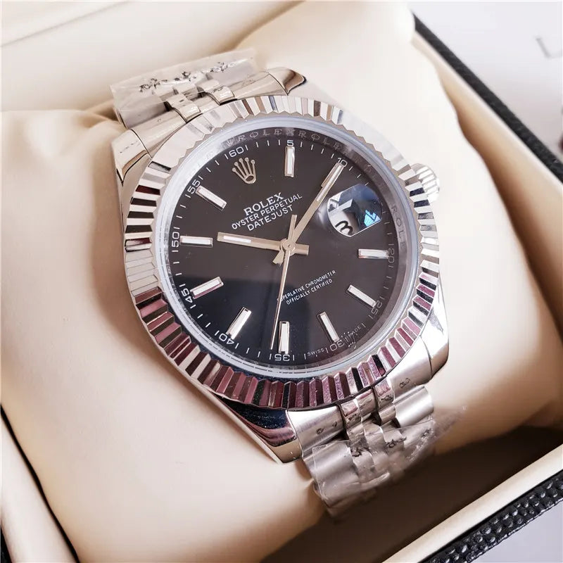 stainless Rolex Datejust 41 Black Dial