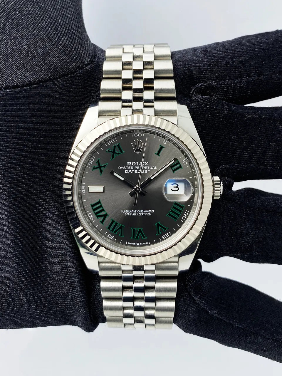 roman Rolex Datejust Slate Green