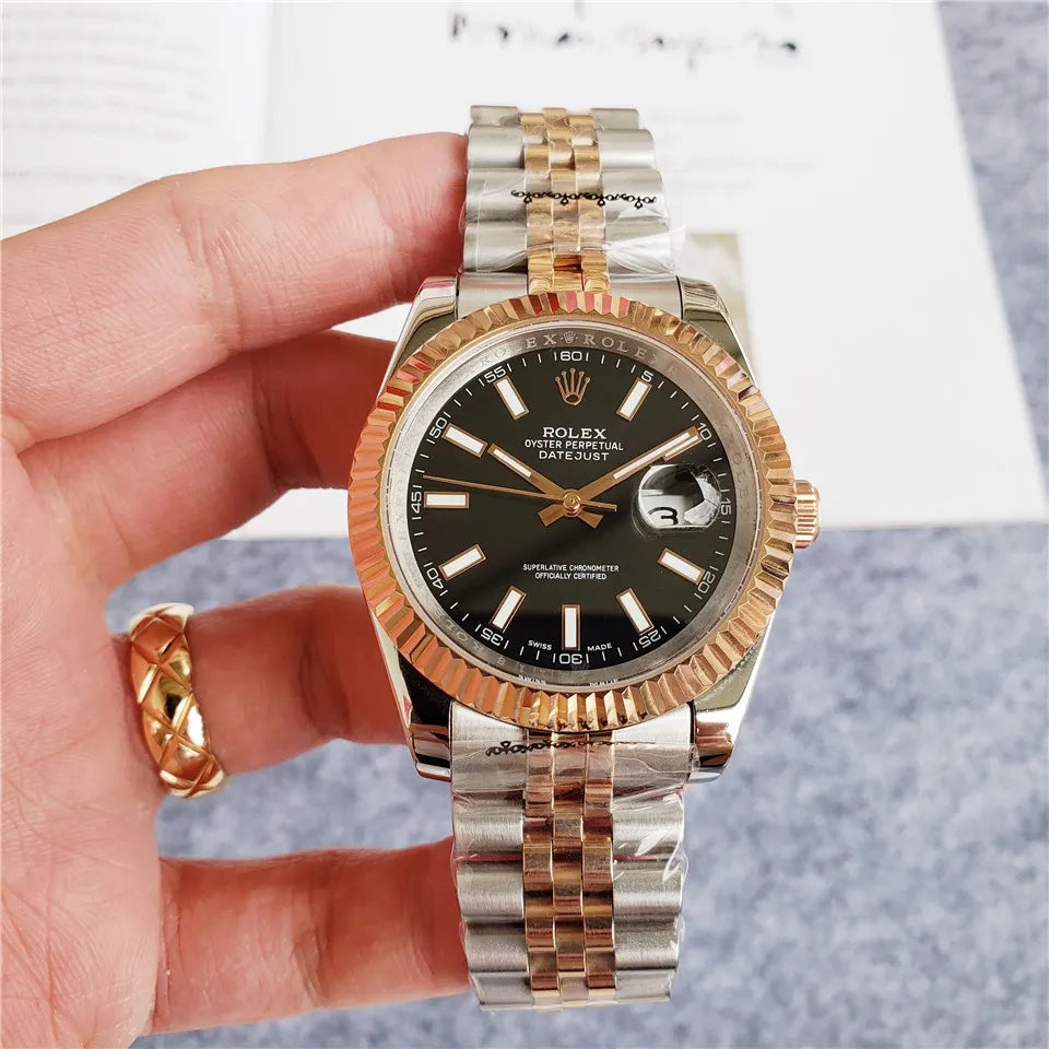 datejust Rolex Two-Tone Black Dial - Hình 6