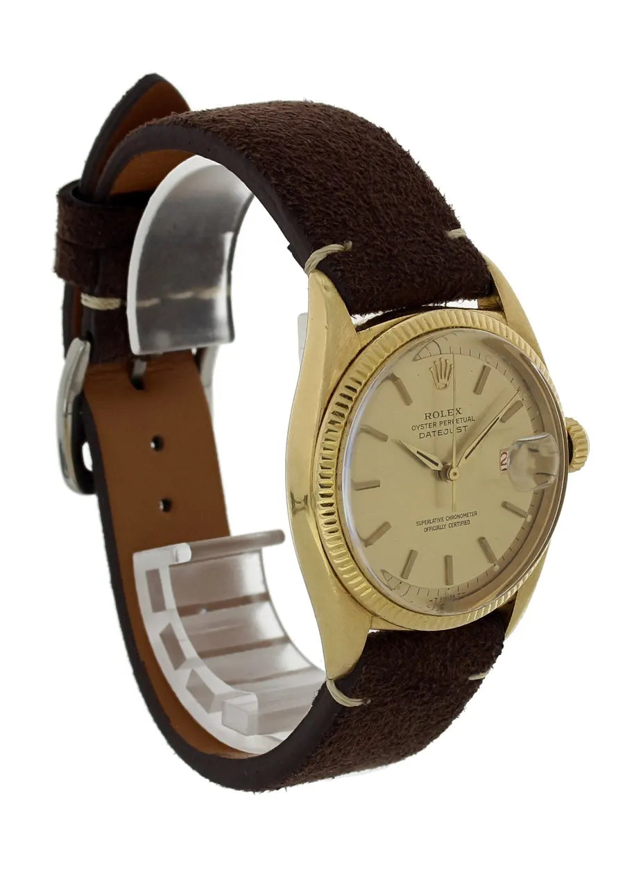 Rolex Gold Champagne Suede - Hình 4