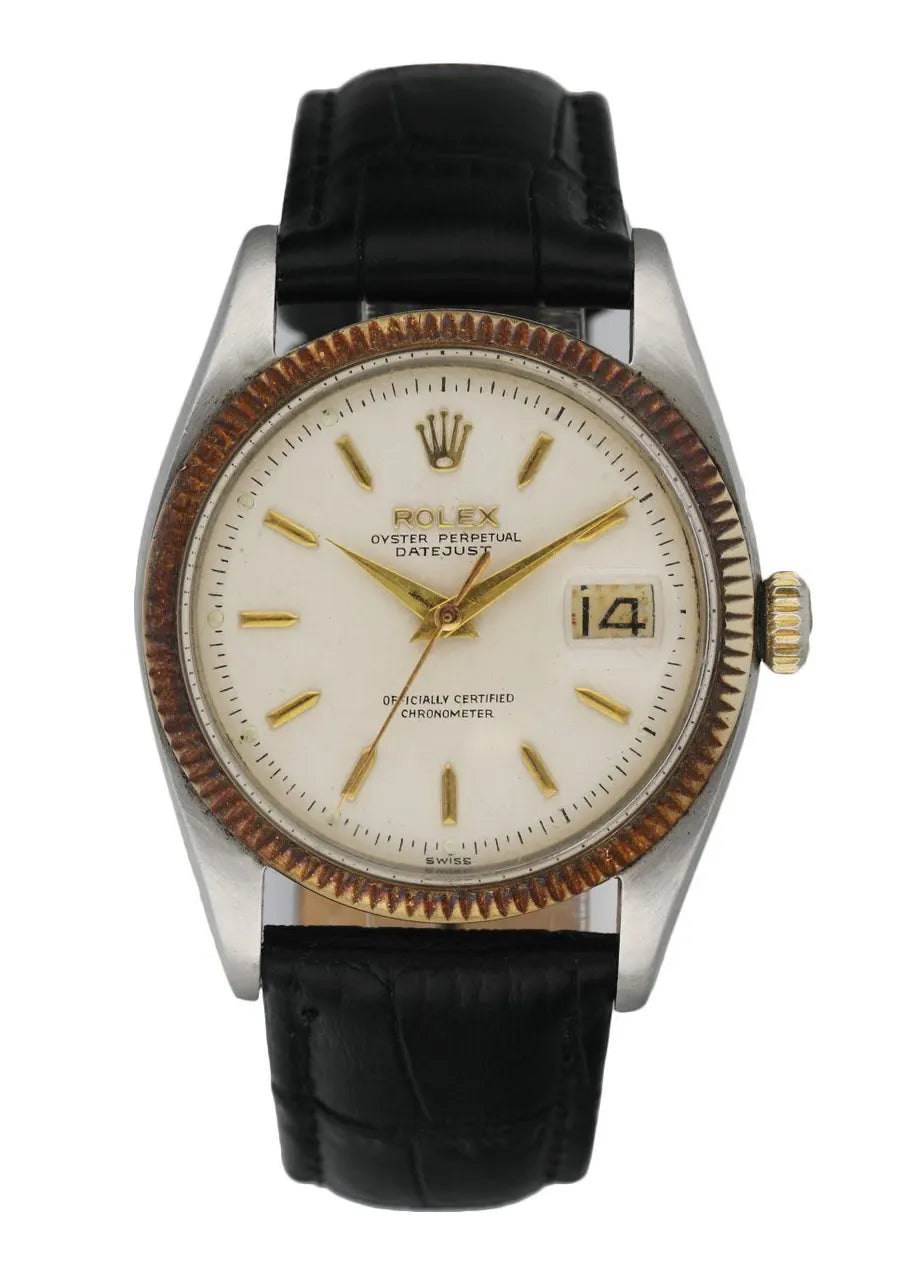 Rolex Silver Dial Leather Watch