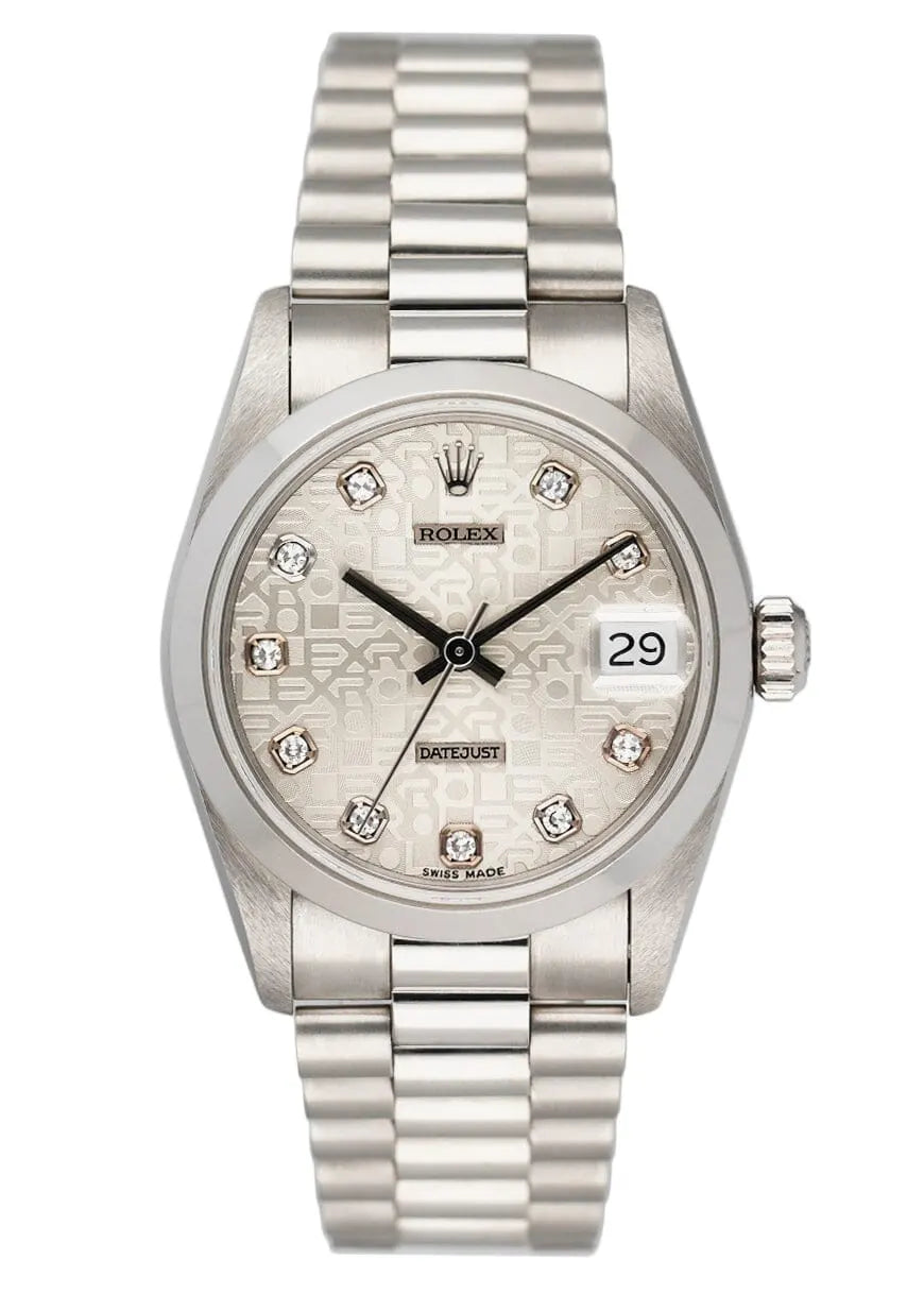 Rolex Silver Tapestry Diamond Dial