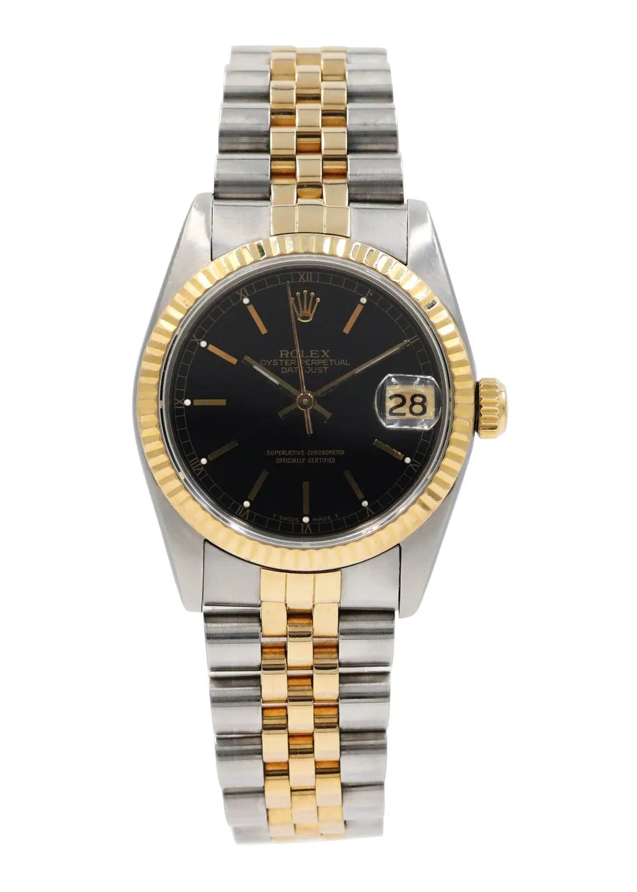 datejust Rolex Two-Tone Black Dial