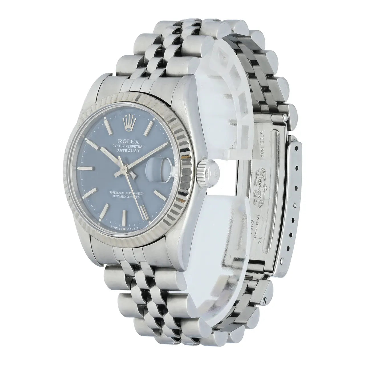 fluted bezel Rolex Datejust Blue Dial Steel - Hình 3
