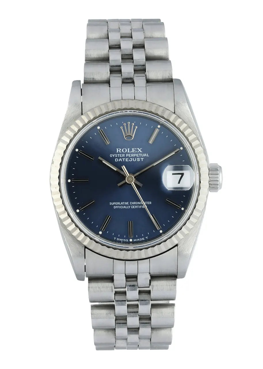 fluted bezel Rolex Datejust Blue Dial Steel