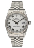 steel Rolex Datejust White Roman Dial