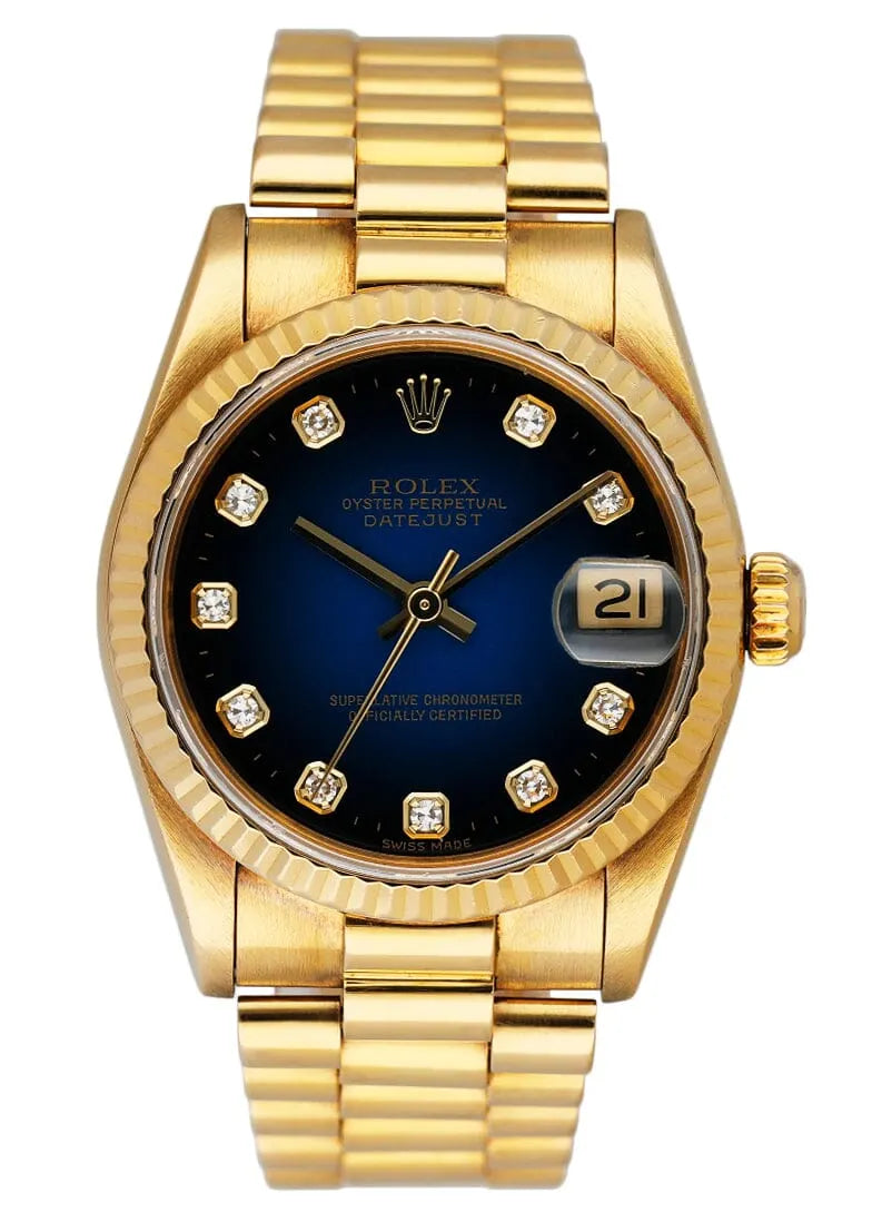 Rolex Gold Blue Diamond Datejust