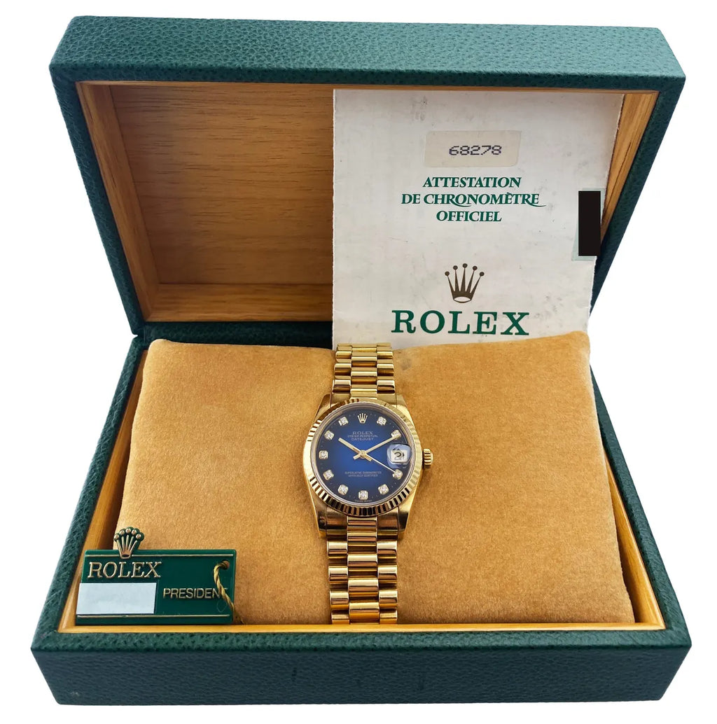 Rolex Gold Blue Diamond Datejust - Hình 2