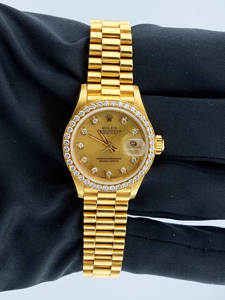 Rolex Gold Diamond Bezel Champagne Dial - Hình 2