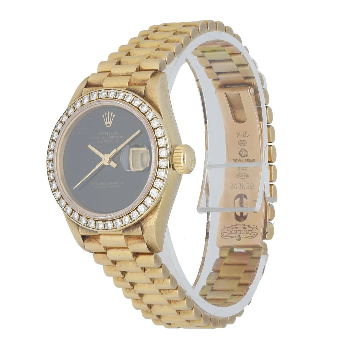 Rolex Gold Diamond Ladies Black - Hình 2